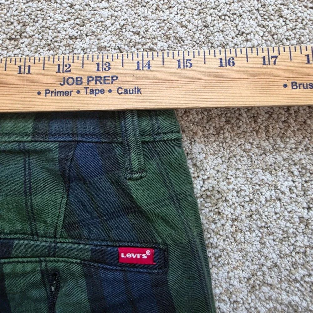 Levis XX Chino Mens 29x32 Green Navy Black Watch Plaid Tapered Pants 85226-0121